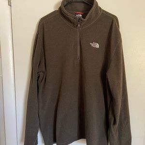 Mens Army Green North Face 1/4 Fleece XL